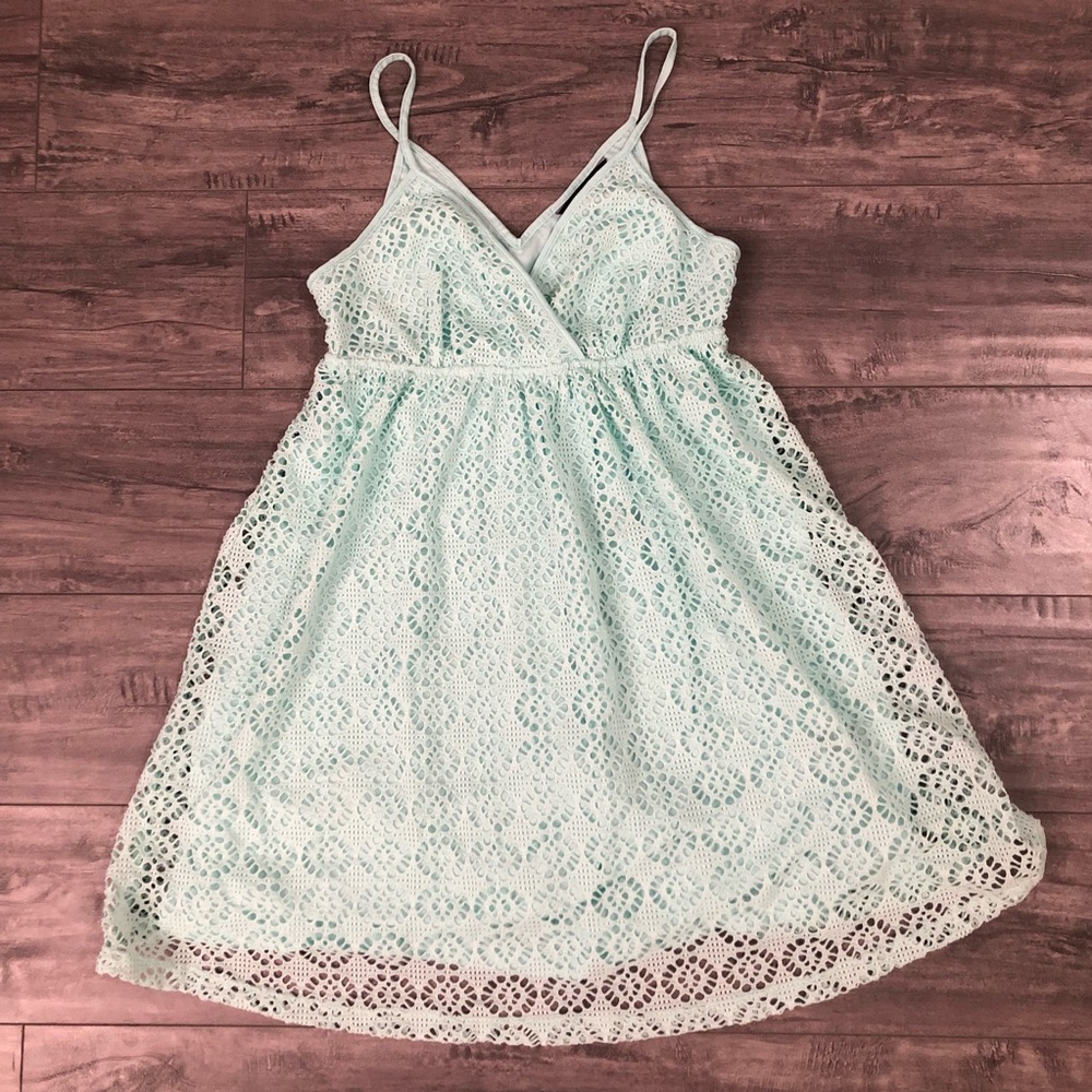 Express Mini Mint Dress with Lace Detail